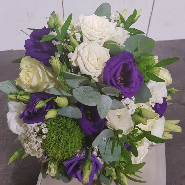 Bouquet de mariage couleurs bleu et blanc