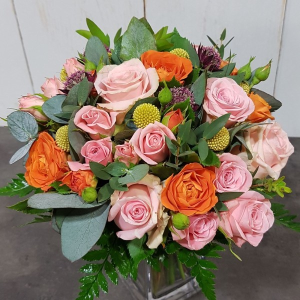 Bouquet de mariage rose orange et  rose pastel